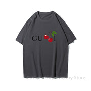 Women Short Sleeved Top Tees Gucci Print T Shirt Casual Pure Cotton