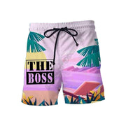 Couple Matching Boss and Real Boss Shorts 3d Shorts women for men Elastic Waist Shorts Summer Couple Beach Shorts