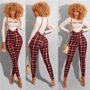 Lucky Label Two Piece Set Women Fall Clothes Outfit Butterfly Print Top Suspender Trousers Bodycon Pants Wholesale Dropshipping