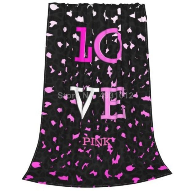 Hot Sale Love Pink Fashionable Fleece Ultra-Soft Micro Throw Blanket