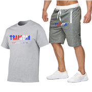 TRAPSTAR Summer Tracksuit Set Men T Shirt+Shorts Sets Sportswear Jogging Pants Streetwear Harajuku Tops Cotton Short Sleeve Suit
