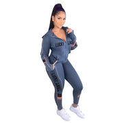 Lucky Label Two Piece Set Women Fall Clothes Sweatsuit Top Jacket Sport Pants Fitness Outfit Matching Set Wholesale Dropshpping