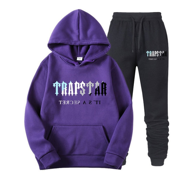 New Brand TRAPSTAR Printed Sportswear Men Two Piece Hoodie Sweatshirt + Pants Set